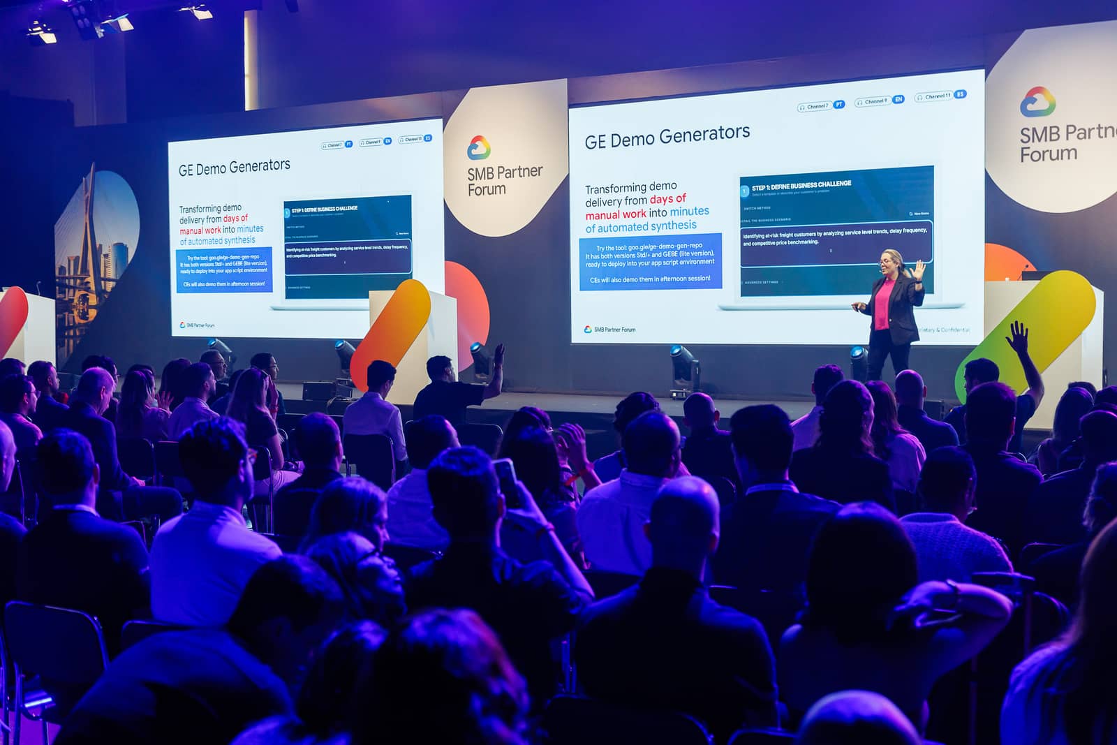 Audiencia durante una demostración de Gemini Enterprise para partners SMB