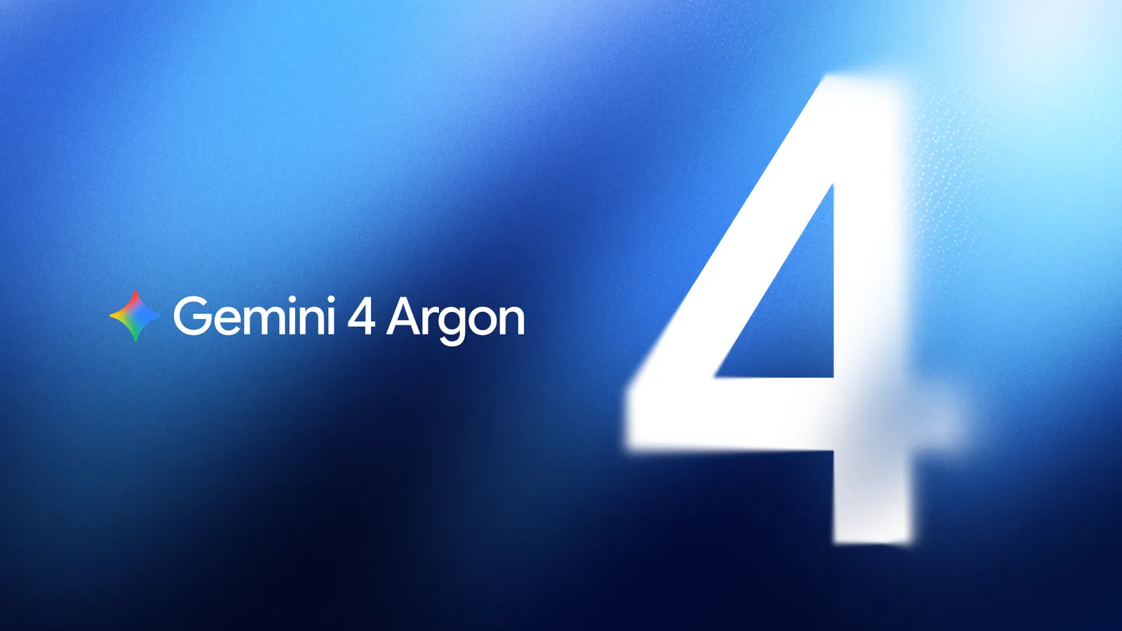 Arte oficial del anuncio de Gemini 4 Argon, con el número cuatro sobre un fondo azul
